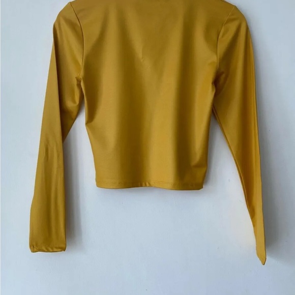 Topshop High Neck Crop Top Size 10 Yellow - Picture 3 of 3